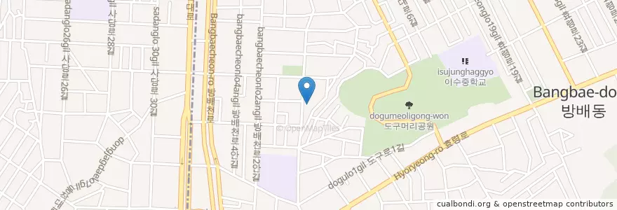 Mapa de ubicacion de 방배2동주민센터 en Südkorea, Seoul, 서초구, 방배2동, 방배동.