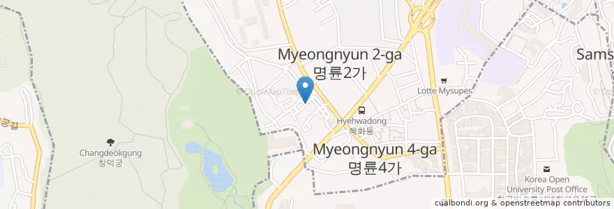 Mapa de ubicacion de 명륜3가동주민센터 en Corée Du Sud, Séoul, 종로구.