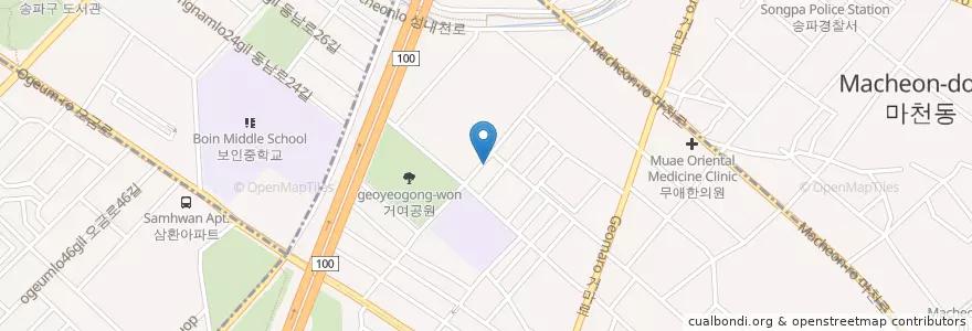 Mapa de ubicacion de 거여1동 주민센터 en 대한민국, 서울, 송파구, 거여1동.