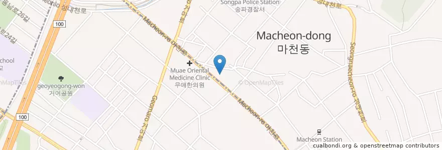 Mapa de ubicacion de 마천2동 주민센터 en 韩国/南韓, 首尔, 松坡區, 마천2동.