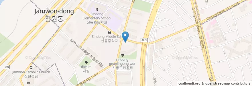 Mapa de ubicacion de 잠원동 주민센터 en Corée Du Sud, Séoul, 서초구, 잠원동.