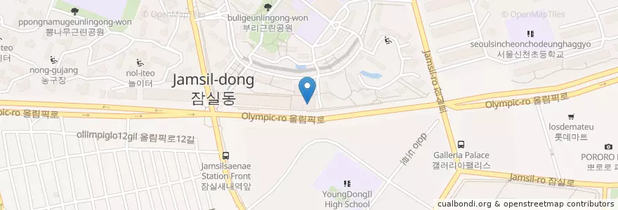 Mapa de ubicacion de 잠실2동 주민센터 en كوريا الجنوبية, سول, 송파구, 잠실2동.