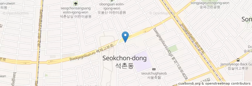 Mapa de ubicacion de 석촌동 주민센터 en 대한민국, 서울, 송파구, 석촌동.
