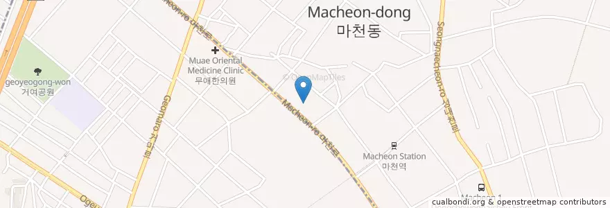 Mapa de ubicacion de 마천1동 주민센터 en Республика Корея, Сеул, 송파구, 마천1동.