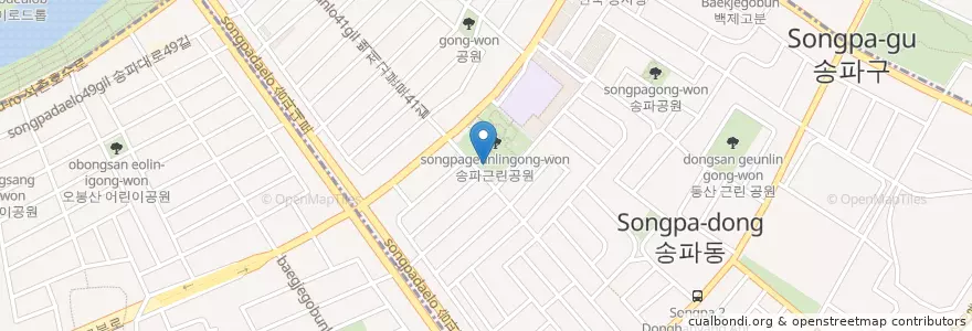 Mapa de ubicacion de 송파1동 주민센터 en Республика Корея, Сеул, 송파구, 송파1동.