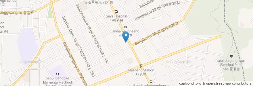 Mapa de ubicacion de 방배4동 주민센터 en Corée Du Sud, Séoul, 서초구, 방배동, 방배본동.