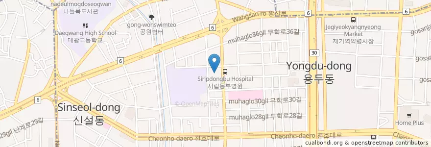 Mapa de ubicacion de 용두동 주민센터 en Corea Del Sur, Seúl, 동대문구, 용신동.