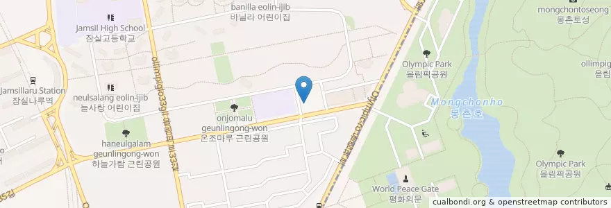 Mapa de ubicacion de 잠실4동 주민센터 en 대한민국, 서울, 송파구.