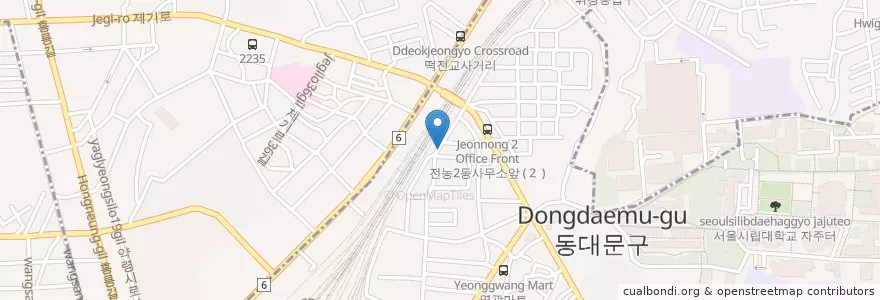Mapa de ubicacion de 전농2동 주민센터 en 대한민국, 서울, 동대문구, 전농1동.