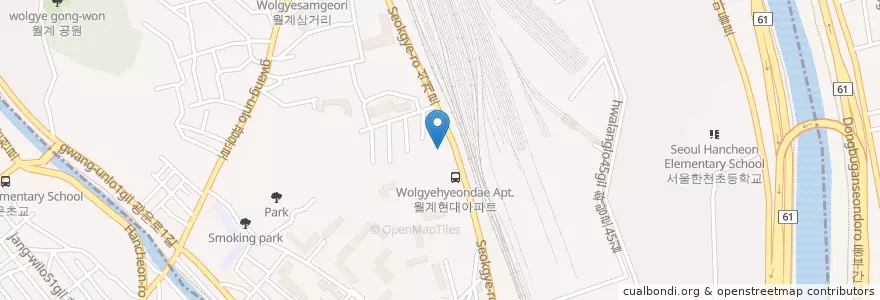 Mapa de ubicacion de 월계1동 주민센터 en 대한민국, 서울, 노원구, 월계1동.