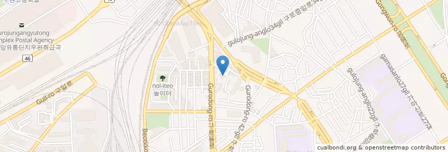 Mapa de ubicacion de 구로2동 자치회관 en Coreia Do Sul, Seul, 구로구, 구로2동.