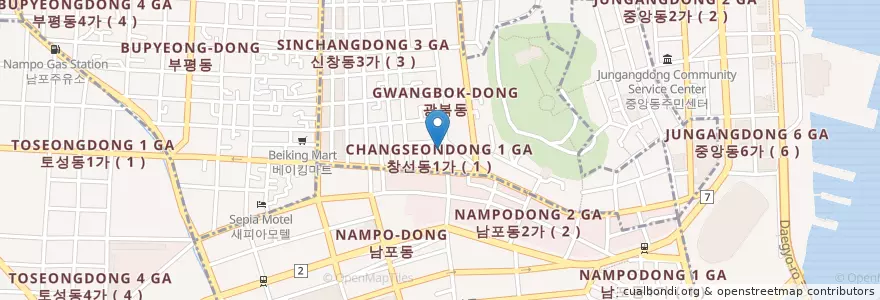 Mapa de ubicacion de 광복동주민센터 en كوريا الجنوبية, بسان, 중구, 광복동.