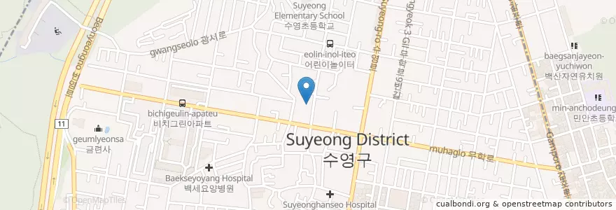 Mapa de ubicacion de 광안1동주민센터 en Corea Del Sur, Busan, 수영구, 광안동.