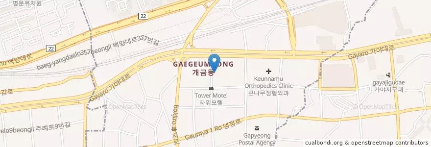 Mapa de ubicacion de 개금1동주민센터 en Korea Selatan, 부산, 부산진구, 개금동.