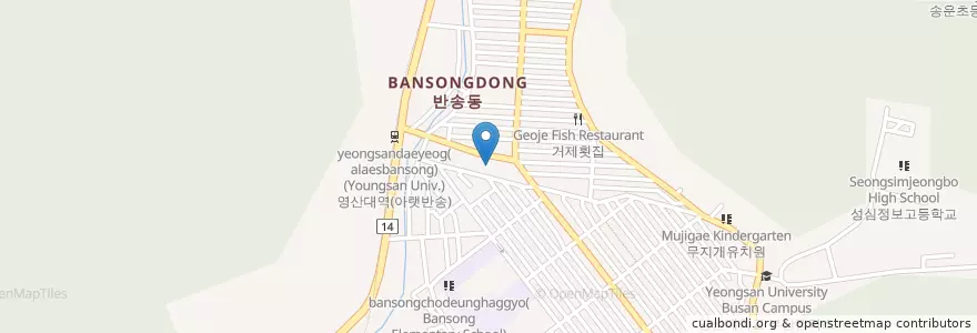 Mapa de ubicacion de 반송1동주민센터 en 韩国/南韓, 釜山, 海雲臺區, 반송동.