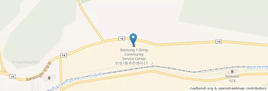 Mapa de ubicacion de 반송1동주민센터 en 大韓民国, 釜山, 海雲台区, 盤松洞.