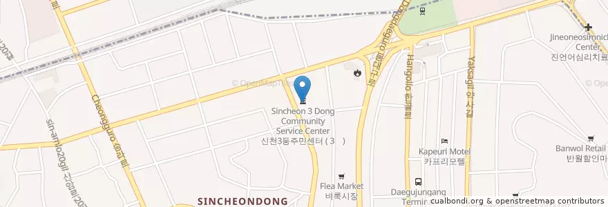 Mapa de ubicacion de 신천3동 주민센터 en Corea Del Sur, Daegu, 신천동.