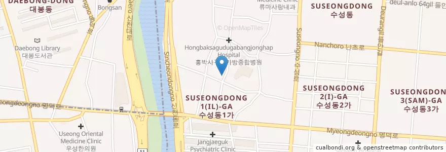 Mapa de ubicacion de 수성1가동 주민센터 en 대한민국, 대구, 수성동.