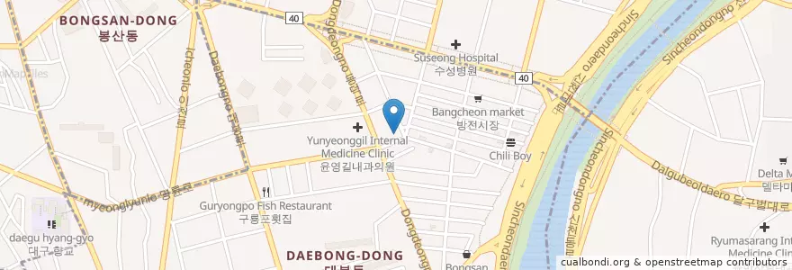 Mapa de ubicacion de 대봉1동 주민센터 en Südkorea, Daegu, Jung-Gu, Daebong-Dong.