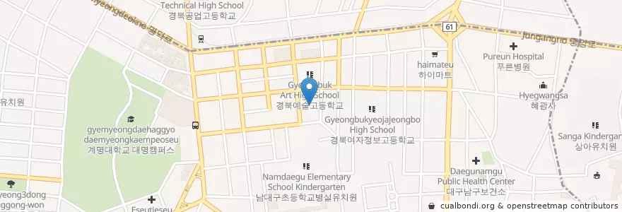 Mapa de ubicacion de 대명2동 주민센터 en Coreia Do Sul, Daegu, 남구, 대명동.