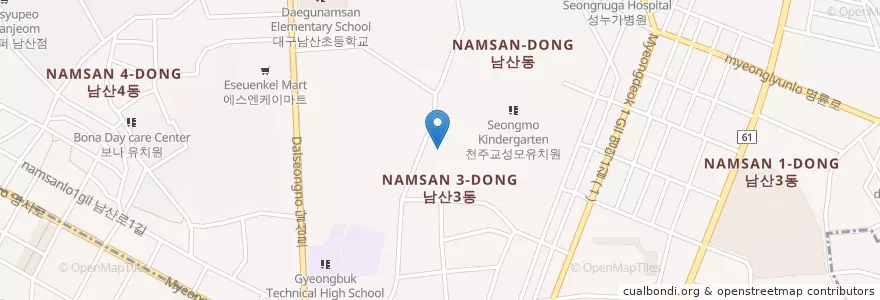 Mapa de ubicacion de Namsan 3 Dong Community Service Center en South Korea, Daegu, Namsan-Dong.