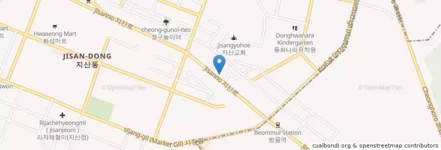 Mapa de ubicacion de 지산1동주민센터 en Corea Del Sud, Daegu, 수성구, 지산동.