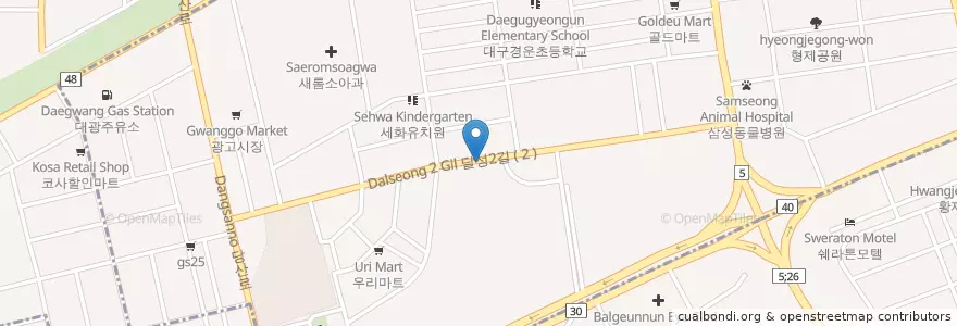 Mapa de ubicacion de 내당4동주민센터 en Güney Kore, Daegu, 서구, 달서구, 내당동.