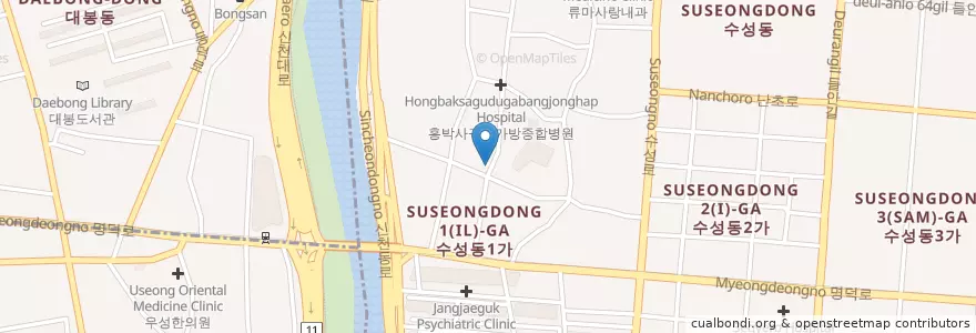 Mapa de ubicacion de 수성1가동주민센터 en Güney Kore, Daegu, 수성동.