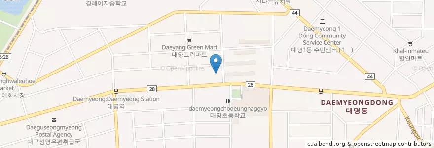 Mapa de ubicacion de 대명10동 주민센터 en Zuid-Korea, Daegu, 남구, 대명동.