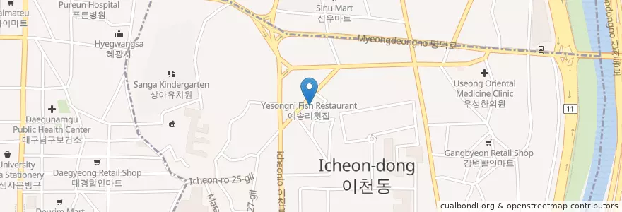 Mapa de ubicacion de 이천동 주민센터 en Güney Kore, Daegu, 남구, 이천동.