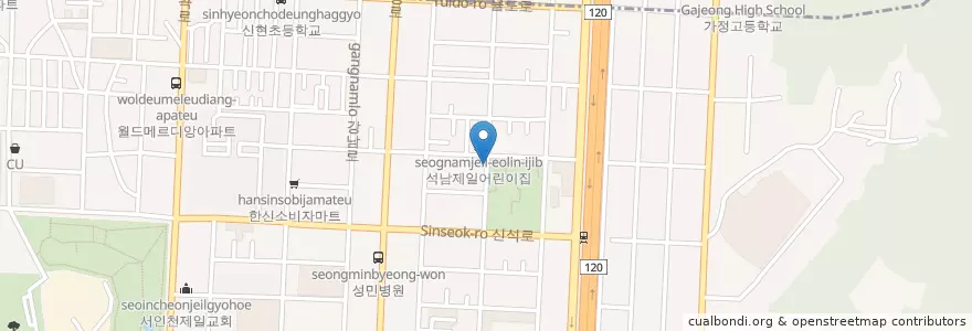 Mapa de ubicacion de 석남1동주민센터 en 대한민국, 인천, 서구, 석남동.