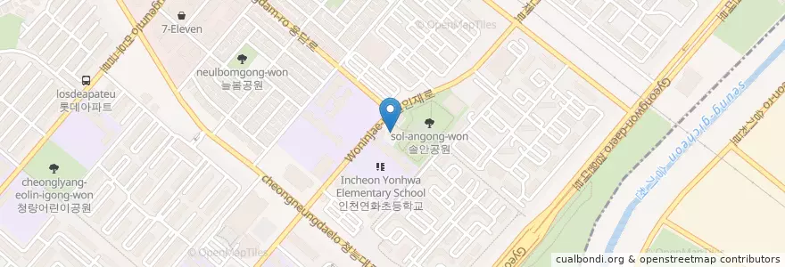 Mapa de ubicacion de 연수2동 주민센터 en Zuid-Korea, 인천, 연수구, 연수동.