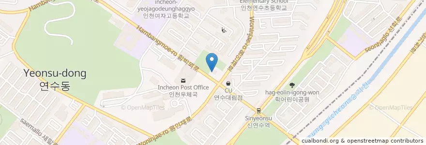 Mapa de ubicacion de 연수3동 주민센터 en Güney Kore, 인천, 연수동.