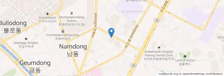 Mapa de ubicacion de 서남동주민센터 en 대한민국, 전라남도, 광주, 동구.