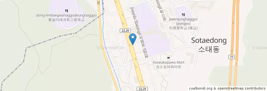 Mapa de ubicacion de 지원1동 주민센터 en Республика Корея, Чолла-Намдо, Кванджу, 동구.