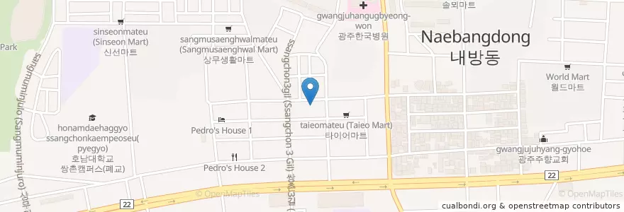 Mapa de ubicacion de 상무1동주민센터 en Zuid-Korea, Jeollanam-Do, Gwangju, 서구.