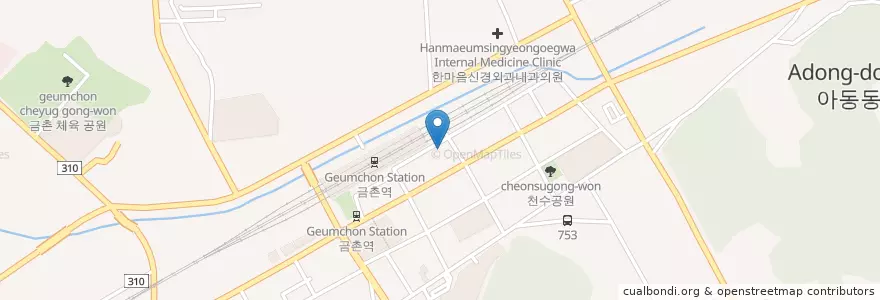 Mapa de ubicacion de 금촌1동주민센터 en 대한민국, 경기도, 파주시, 금촌1동.
