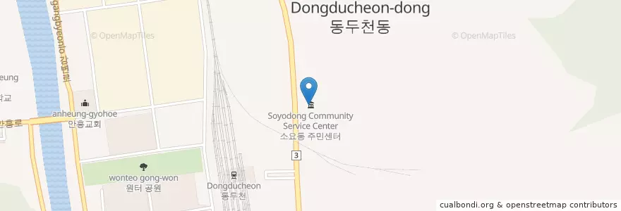 Mapa de ubicacion de 소요동주민센터 en 대한민국, 경기도, 동두천시.