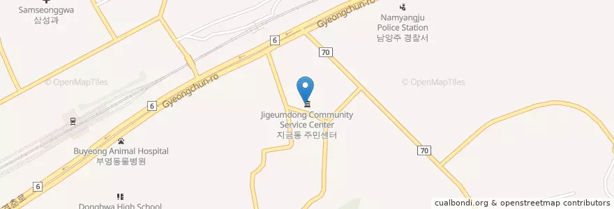 Mapa de ubicacion de 지금동주민센터 en Республика Корея, Кёнгидо, 남양주.