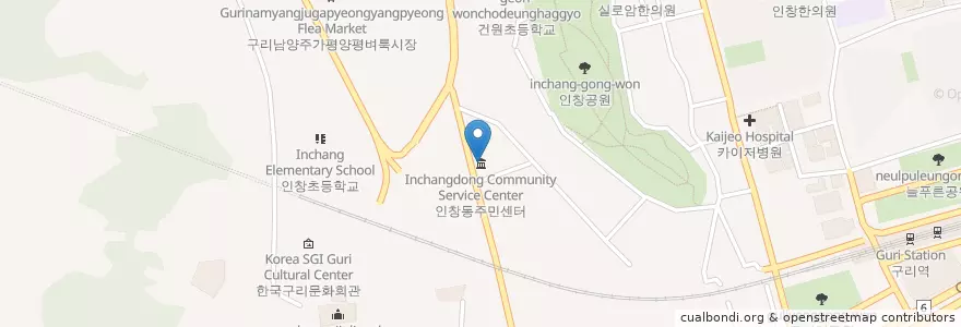 Mapa de ubicacion de 인창동주민센터 en Corea Del Sur, Gyeonggi, 구리시.