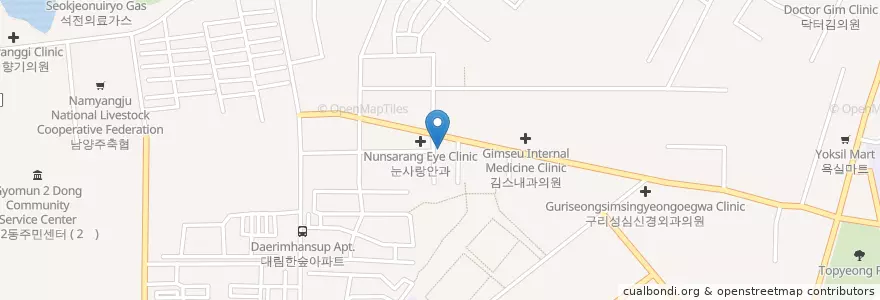 Mapa de ubicacion de 수택3동주민센터 en كوريا الجنوبية, 경기도, 구리시.