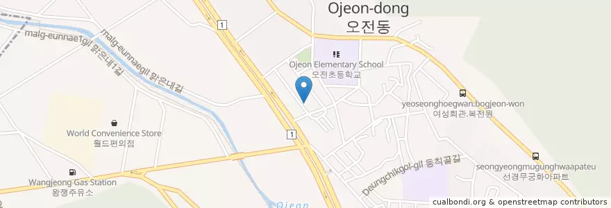 Mapa de ubicacion de 오전동주민센터 en كوريا الجنوبية, 경기도, 의왕시, 오전동.