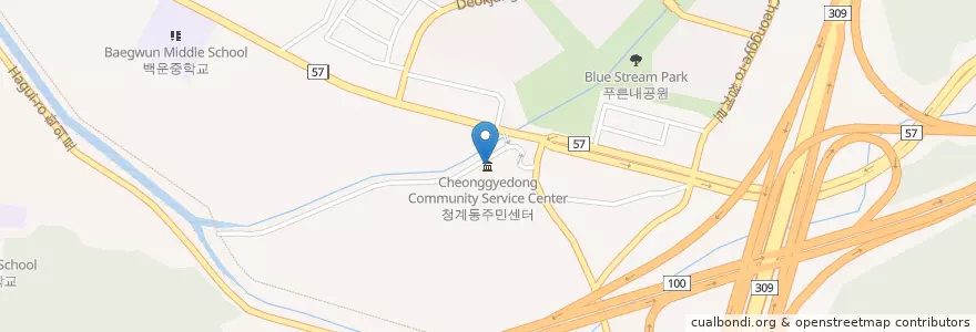 Mapa de ubicacion de Cheonggyedong Community Service Center en South Korea, Gyeonggi-Do, Uiwang-Si, Cheonggye-Dong.