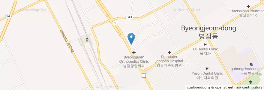 Mapa de ubicacion de 병점1동주민센터 en 대한민국, 경기도, 화성시.
