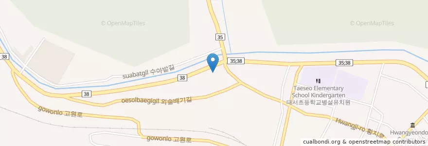 Mapa de ubicacion de 삼수동 주민센터 en كوريا الجنوبية, 강원도, 태백시.