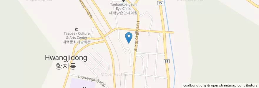Mapa de ubicacion de 황지동주민센터 en Güney Kore, 강원도, 태백시.