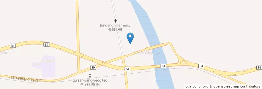 Mapa de ubicacion de 산양면 주민센터 en Korea Selatan, Gyeongsang Utara, 문경시.