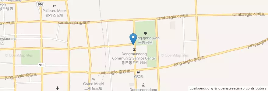 Mapa de ubicacion de Dongmundong Community Service Center en South Korea, Gyeongsangbuk-Do, Sangju-Si.