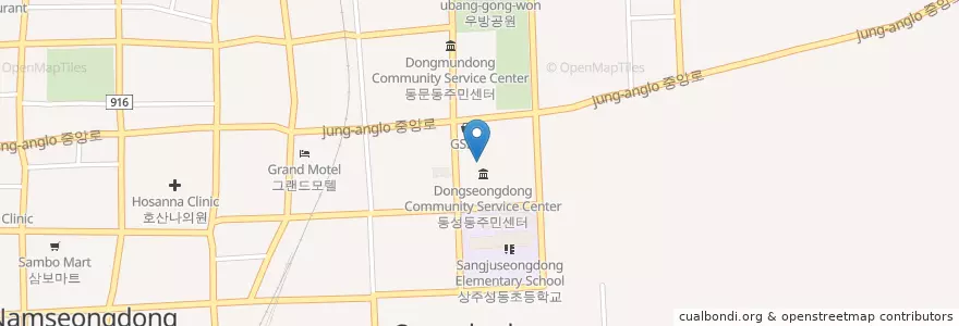 Mapa de ubicacion de 동성동주민센터 en كوريا الجنوبية, 경상북도, 상주시.