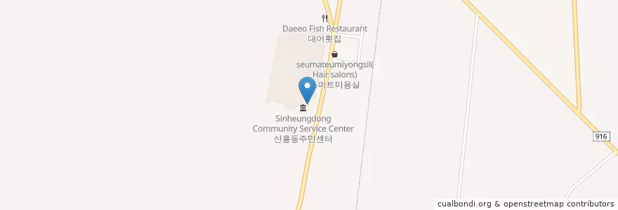 Mapa de ubicacion de Sinheungdong Community Service Center en South Korea, Gyeongsangbuk-Do, Sangju-Si.